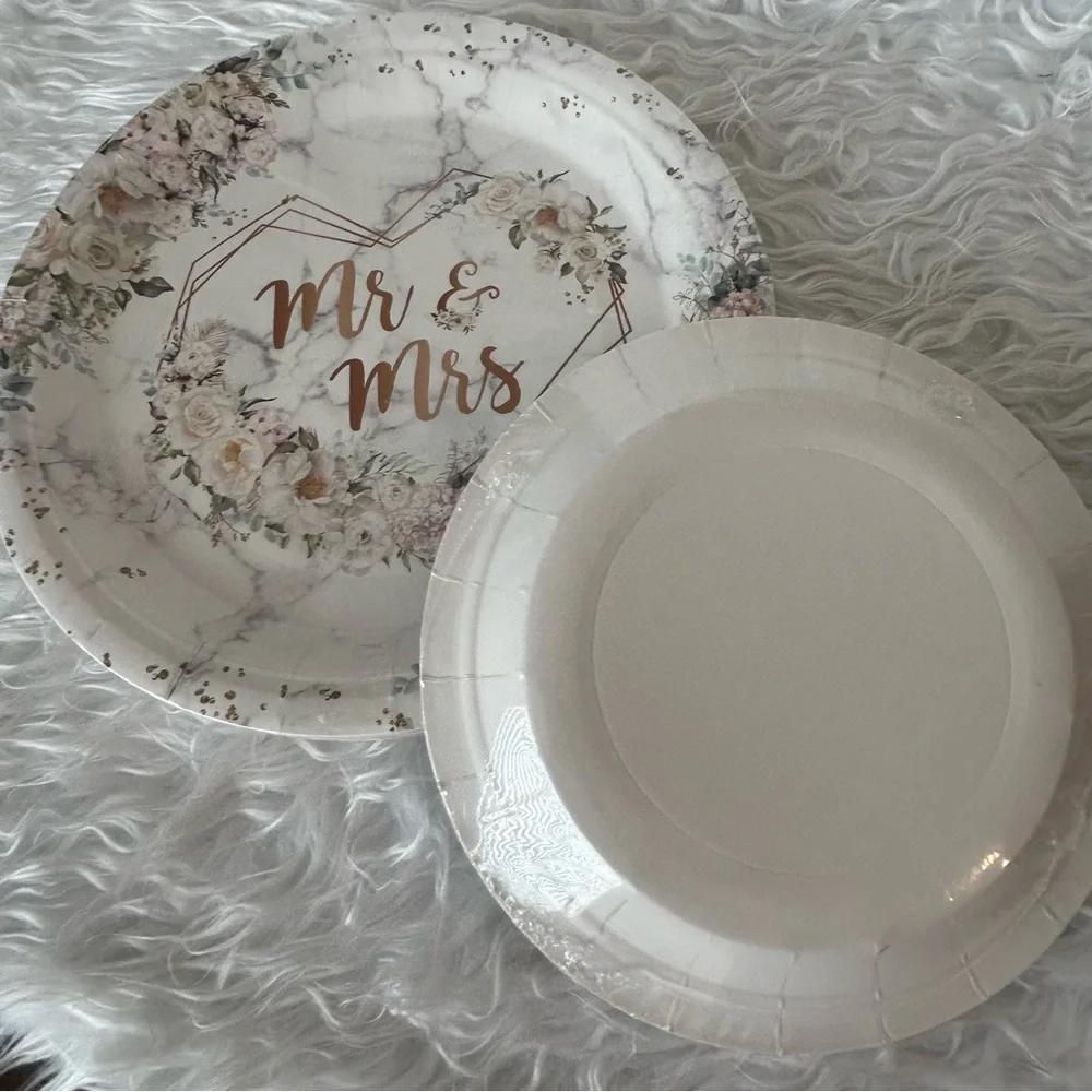 New Anniversary/Wedding Party Supply Set 24 Servings Plates Cutlery Disposable